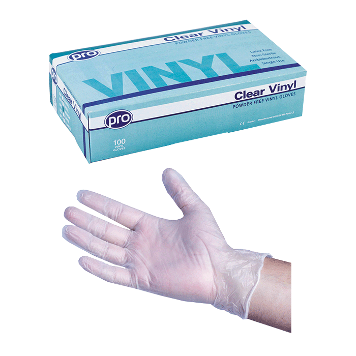 PRO Clear Vinyl Powder Free Gloves (Pack of 100)