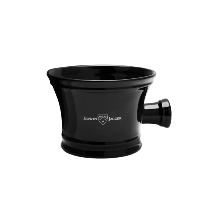 Edwin Jagger Ebony Porcelain Shaving Bowl with Handle RN46