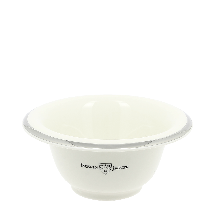 Edwin Jagger Ivory Silver Rimmed Porcelain Shaving Bowl RN117